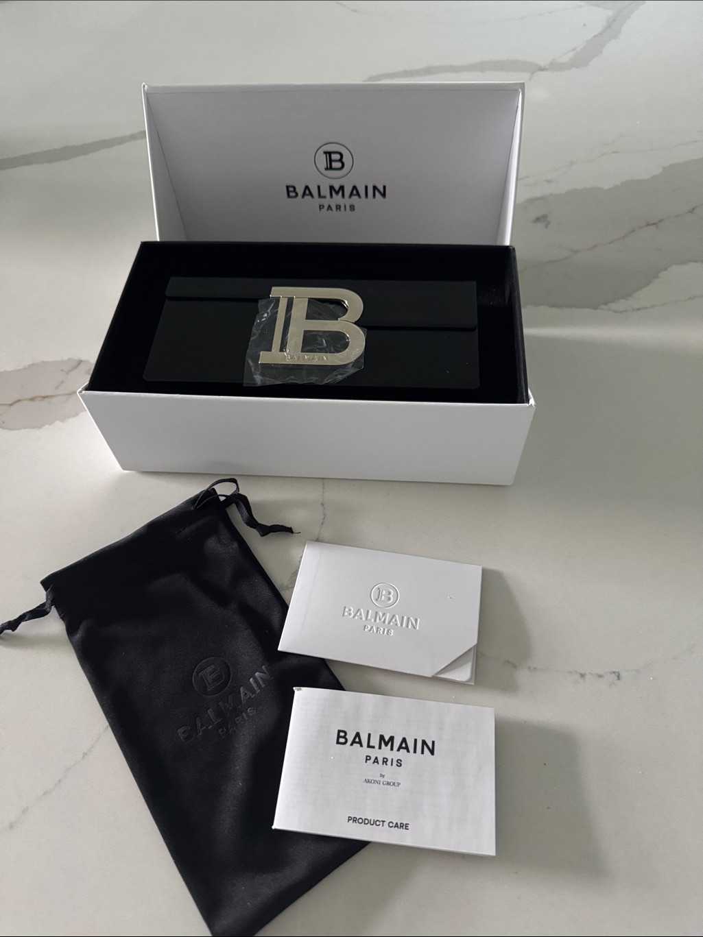 Balmain Black Sunglasses Case With Silver Logo